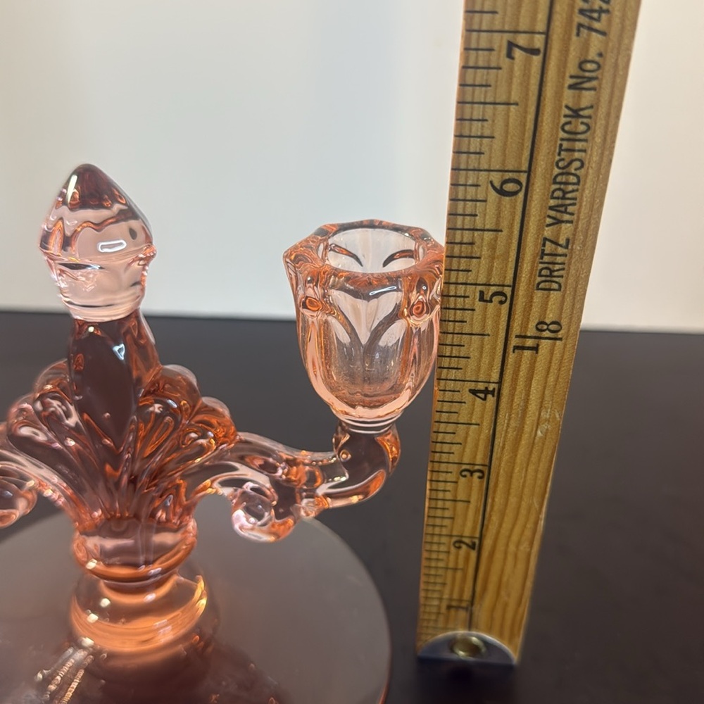 Vintage glass ‎ double candle holder pink - Picture 5 of 6